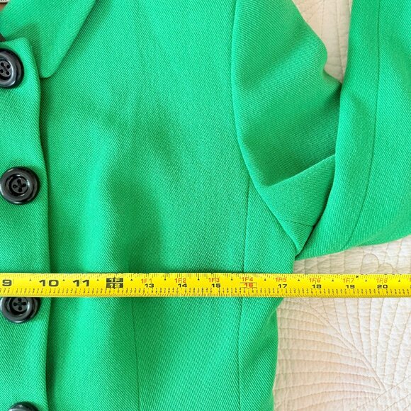 Vintage Kelly Green Mid Length Wool Blend Pea Coat by Rickie Freeman Size 4 - Picture 11 of 12